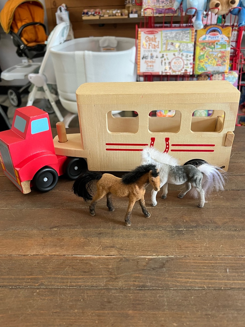 Wooden Horse Trailer Set